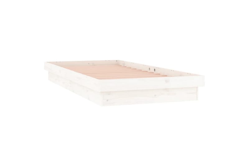 beBasic Sengeramme med LED hvit 75x190 cm 2FT6 Small Single heltre - Hvit - Møbler - Senger - Sengeramme & sengestamme