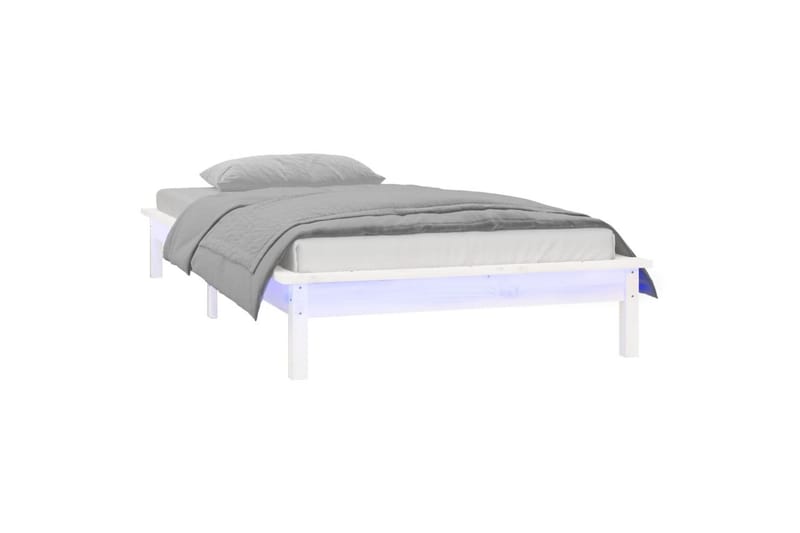 beBasic Sengeramme med LED hvit 75x190 cm 2FT6 Small Single heltre - Hvit - Møbler - Senger - Sengeramme & sengestamme