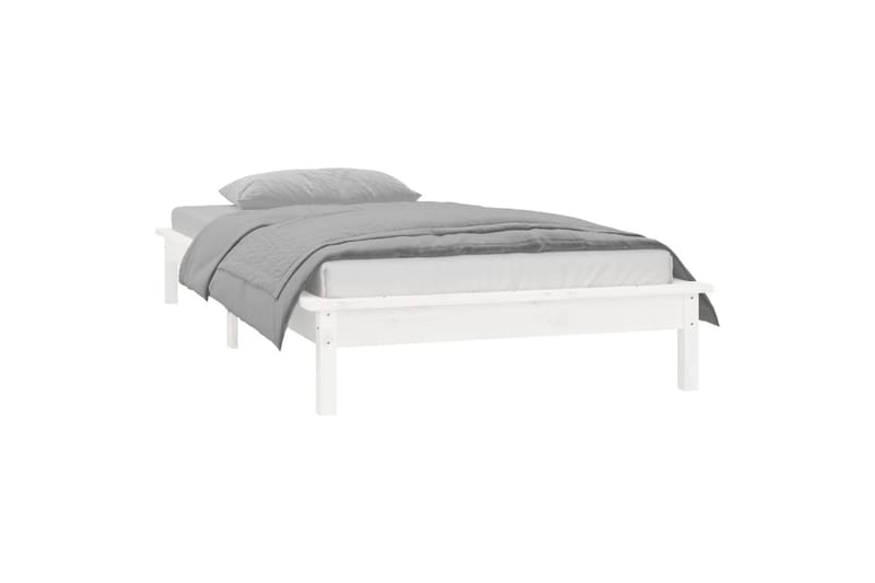 beBasic Sengeramme med LED hvit 75x190 cm 2FT6 Small Single heltre - Hvit - Sengeramme & sengestamme