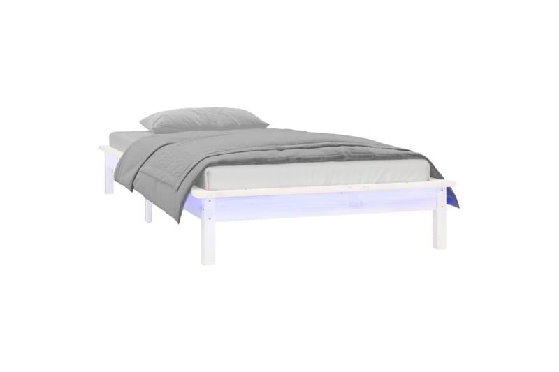 beBasic Sengeramme med LED hvit 90x190 cm 3FT Single heltre - Hvit - Sengeramme & sengestamme