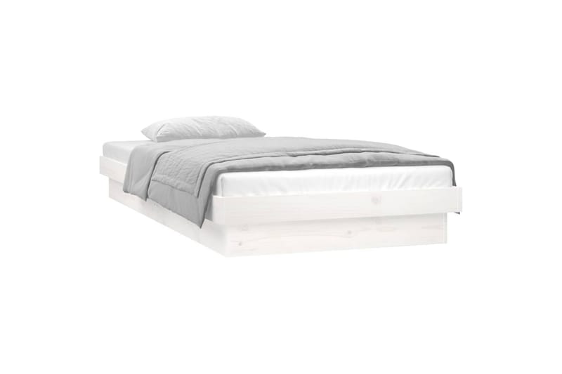 beBasic Sengeramme med LED hvit 90x190 cm 3FT Single heltre - Hvit - Møbler - Senger - Sengeramme & sengestamme