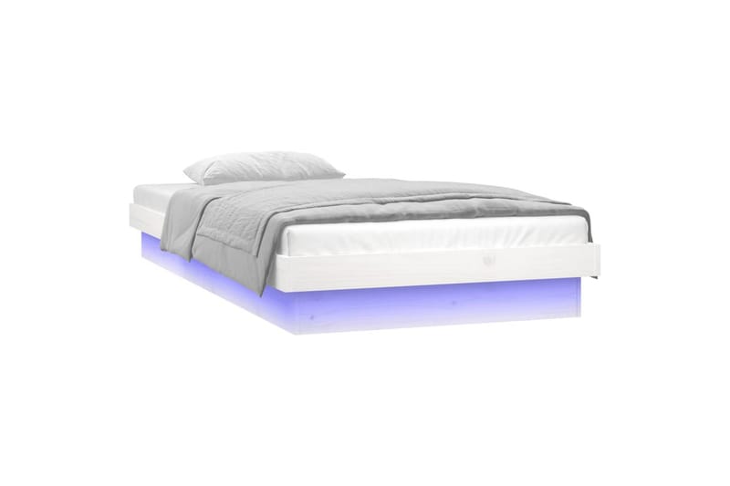 beBasic Sengeramme med LED hvit 90x200 cm heltre - Hvit - Møbler - Senger - Sengeramme & sengestamme