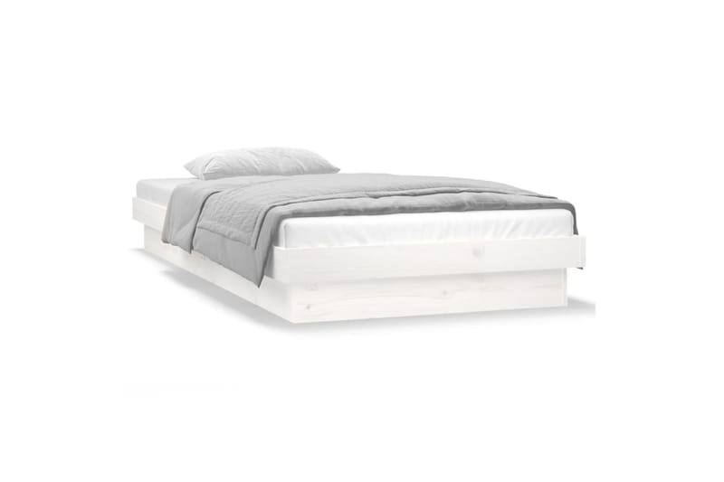 beBasic Sengeramme med LED hvit 90x200 cm heltre - Hvit - Møbler - Senger - Sengeramme & sengestamme