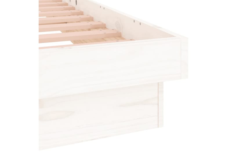 beBasic Sengeramme med LED hvit 90x200 cm heltre - Hvit - Møbler - Senger - Sengeramme & sengestamme