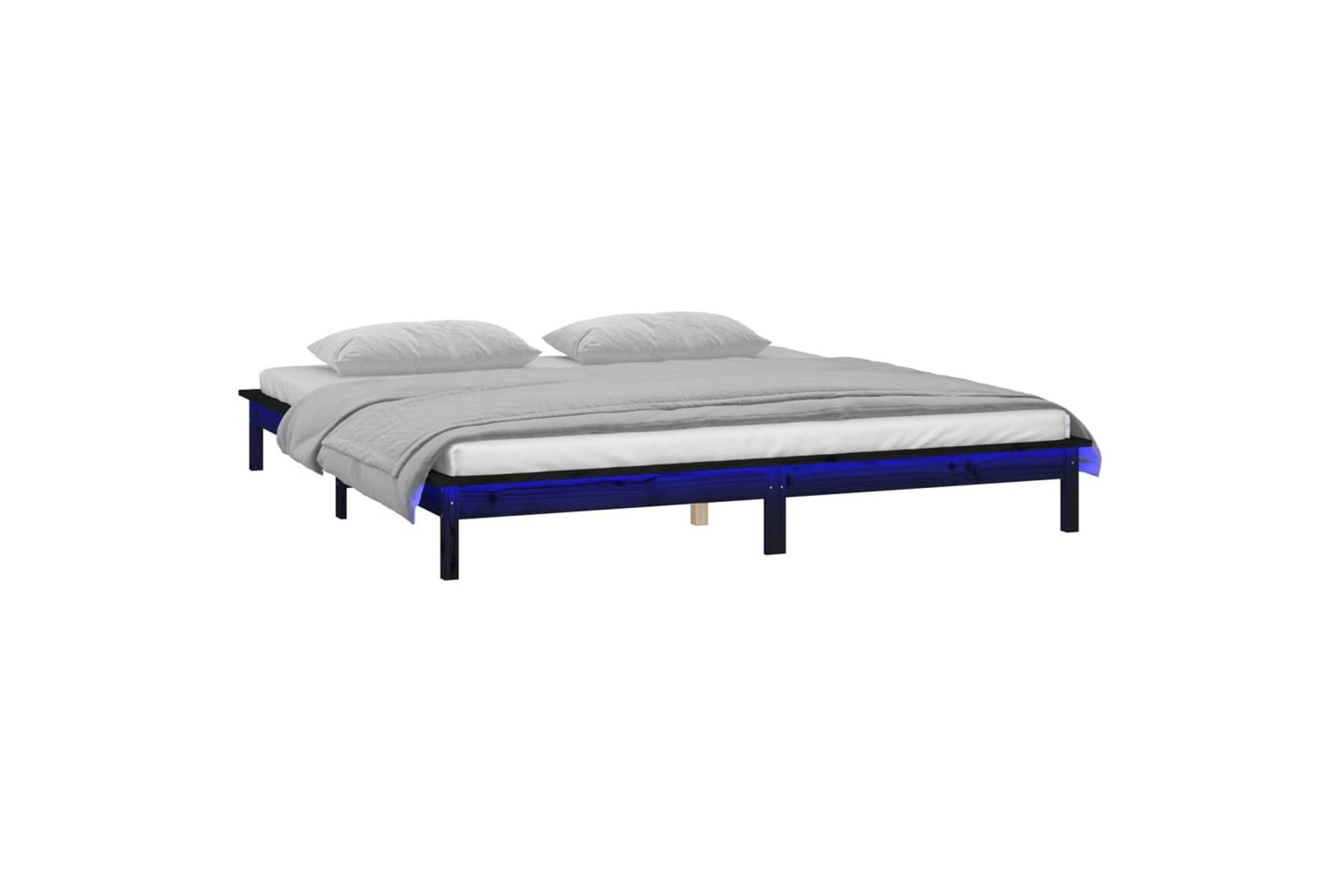 beBasic Sengeramme med LED svart 120x190 cm 4FT Small Double heltre - Svart - Møbler - Senger - Sengeramme & sengestamme