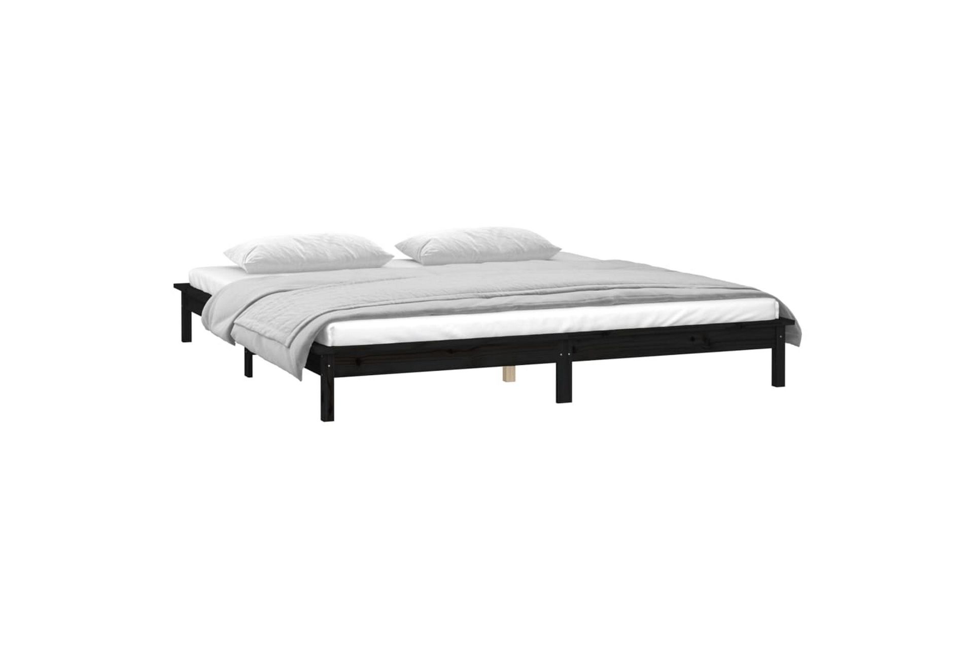 beBasic Sengeramme med LED svart 120x190 cm 4FT Small Double heltre - Svart - Møbler - Senger - Sengeramme & sengestamme