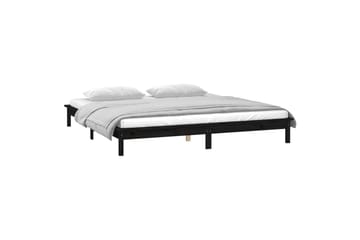 beBasic Sengeramme med LED svart 120x190 cm 4FT Small Double heltre - Svart - Møbler - Senger - Sengeramme & sengestamme
