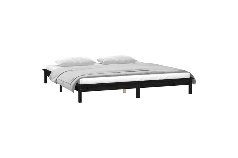 beBasic Sengeramme med LED svart 120x190 cm 4FT Small Double heltre - Svart - Møbler - Senger - Sengeramme & sengestamme