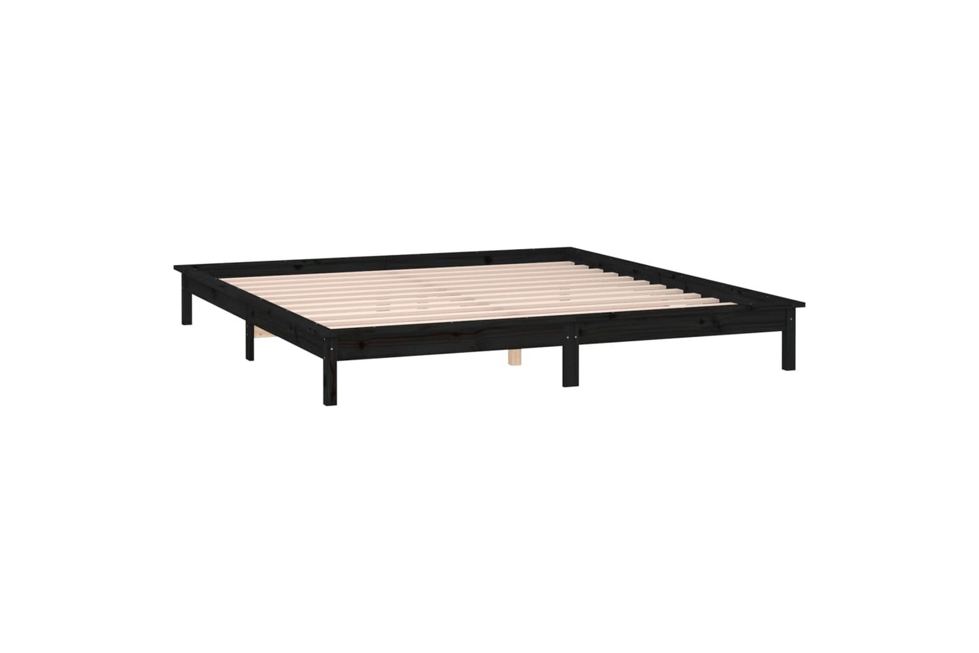 beBasic Sengeramme med LED svart 120x190 cm 4FT Small Double heltre - Svart - Møbler - Senger - Sengeramme & sengestamme
