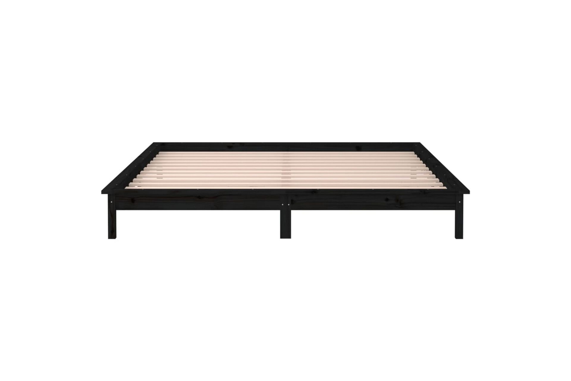 beBasic Sengeramme med LED svart 120x190 cm 4FT Small Double heltre - Svart - Møbler - Senger - Sengeramme & sengestamme