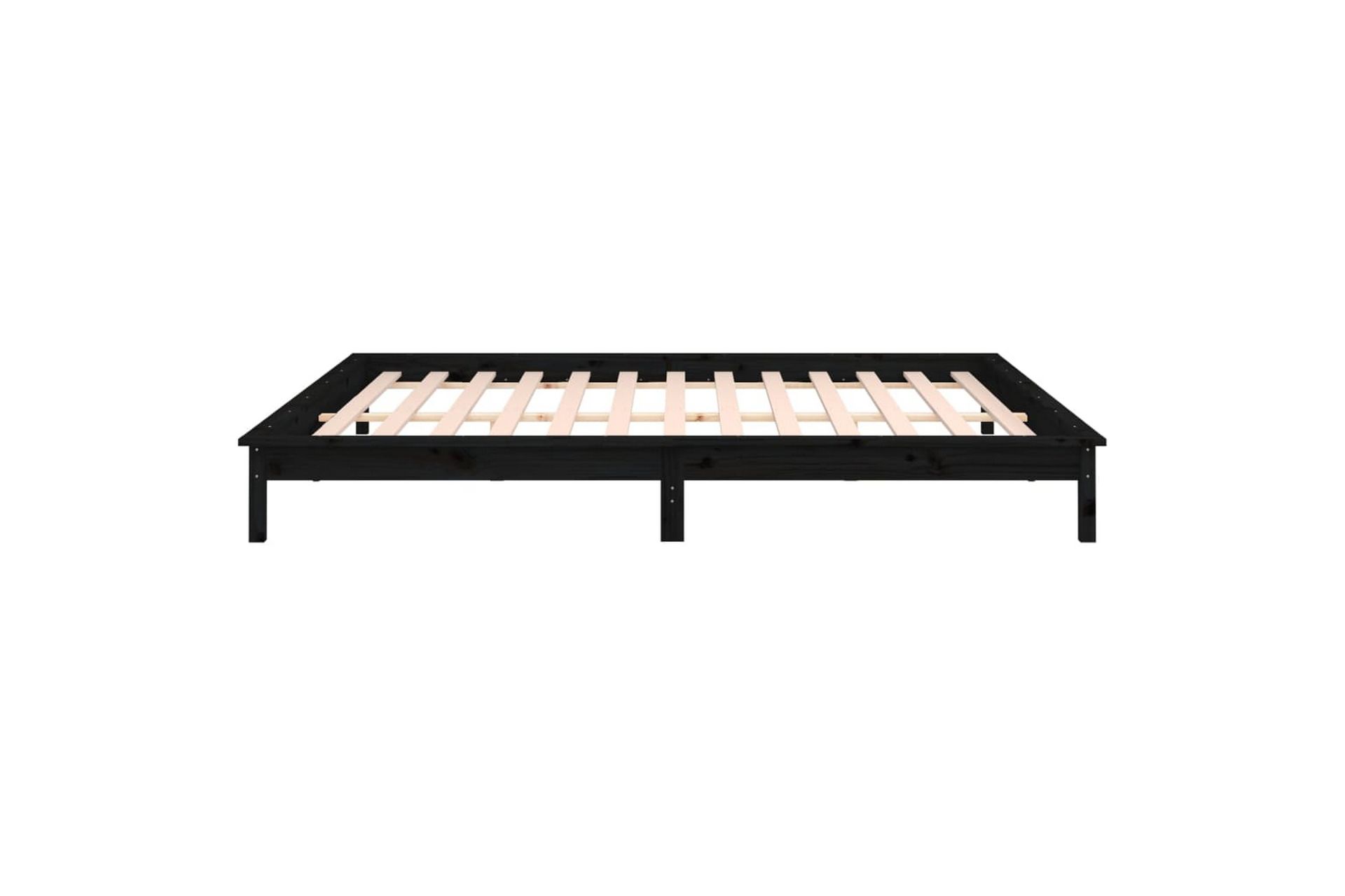 beBasic Sengeramme med LED svart 120x190 cm 4FT Small Double heltre - Svart - Møbler - Senger - Sengeramme & sengestamme