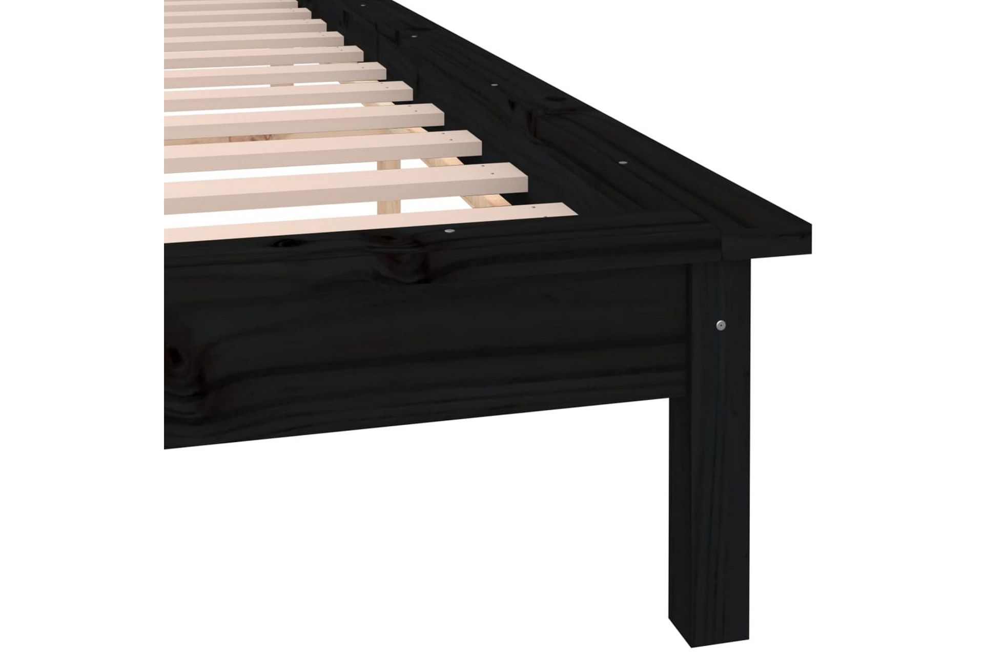 beBasic Sengeramme med LED svart 120x190 cm 4FT Small Double heltre - Svart - Møbler - Senger - Sengeramme & sengestamme