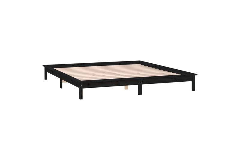 beBasic Sengeramme med LED svart 200x200 cm heltre - Svart - Sengeramme & sengestamme