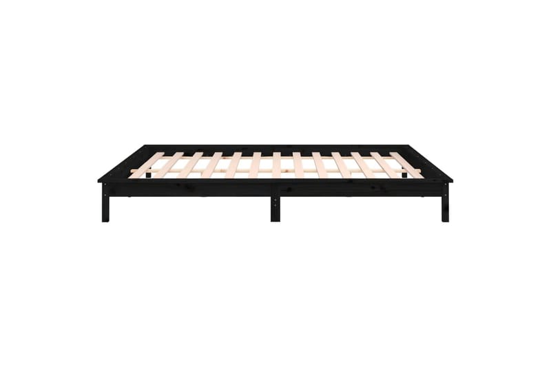 beBasic Sengeramme med LED svart 200x200 cm heltre - Svart - Sengeramme & sengestamme