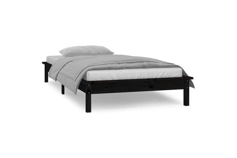 beBasic Sengeramme med LED svart 75x190 cm 2FT6 Small Single heltre - Svart - Møbler - Senger - Sengeramme & sengestamme