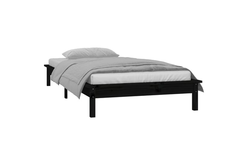 beBasic Sengeramme med LED svart 75x190 cm 2FT6 Small Single heltre - Svart - Møbler - Senger - Sengeramme & sengestamme