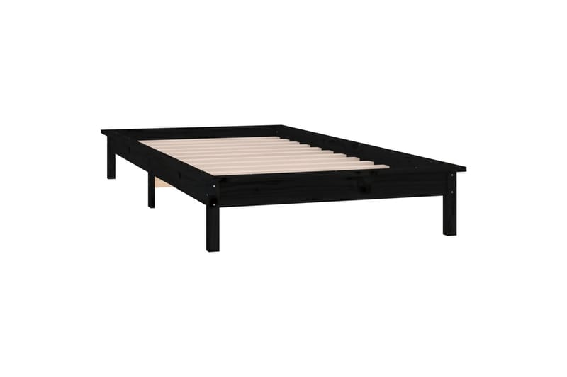 beBasic Sengeramme med LED svart 75x190 cm 2FT6 Small Single heltre - Svart - Møbler - Senger - Sengeramme & sengestamme