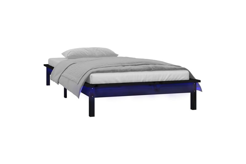 beBasic Sengeramme med LED svart 90x190 cm 3FT Single heltre - Svart - Møbler - Senger - Sengeramme & sengestamme