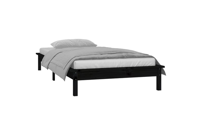 beBasic Sengeramme med LED svart 90x200 cm heltre - Svart - Møbler - Senger - Sengeramme & sengestamme