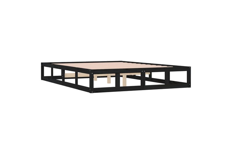 beBasic Sengeramme svart 135x190 cm 4FT6 Double heltre - Svart - Møbler - Senger - Sengeramme & sengestamme