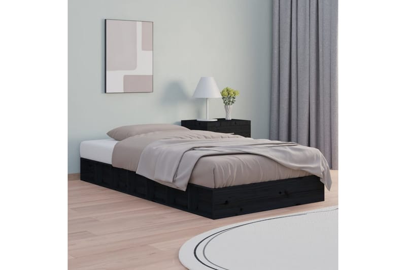 beBasic Sengeramme svart 75x190 cm 2FT6 Small Single heltre - Svart - Møbler - Senger - Sengeramme & sengestamme