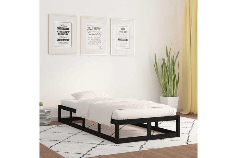 beBasic Sengeramme svart 75x190 cm 2FT6 Small Single heltre - Svart - Møbler - Senger - Sengeramme & sengestamme