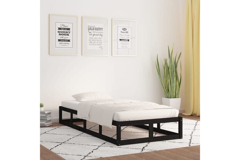 beBasic Sengeramme svart 90x200 cm heltre - Svart - Møbler - Senger - Sengeramme & sengestamme