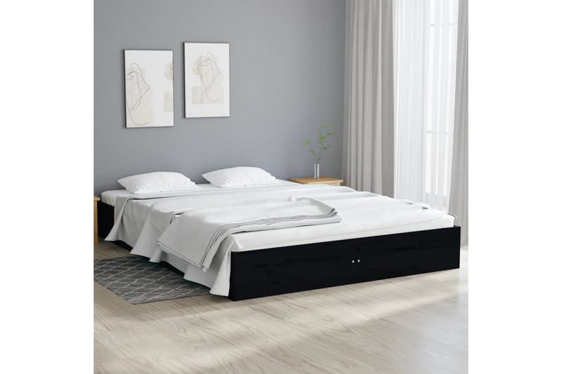 beBasic Sengeramme svart heltre 120x190 cm 4FT Small Double - Svart - Møbler - Senger - Sengeramme & sengestamme