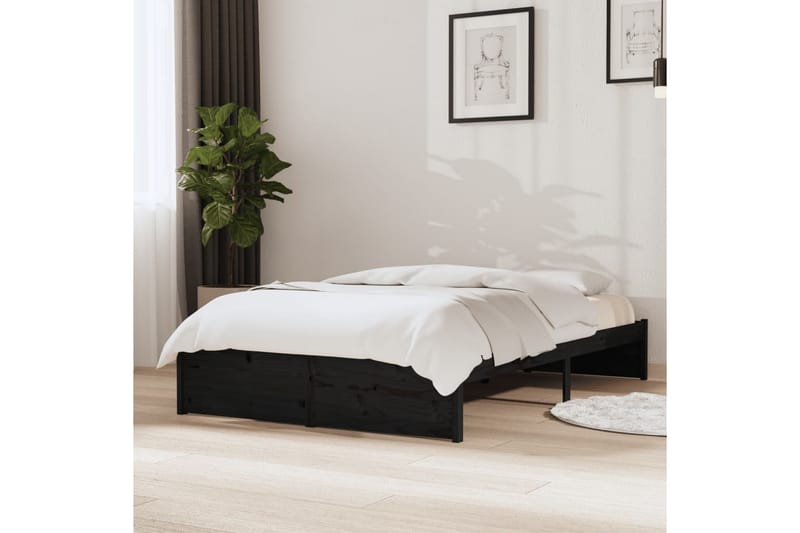 beBasic Sengeramme svart heltre 120x190 cm grå 4FT Small Double - Svart - Møbler - Senger - Sengeramme & sengestamme