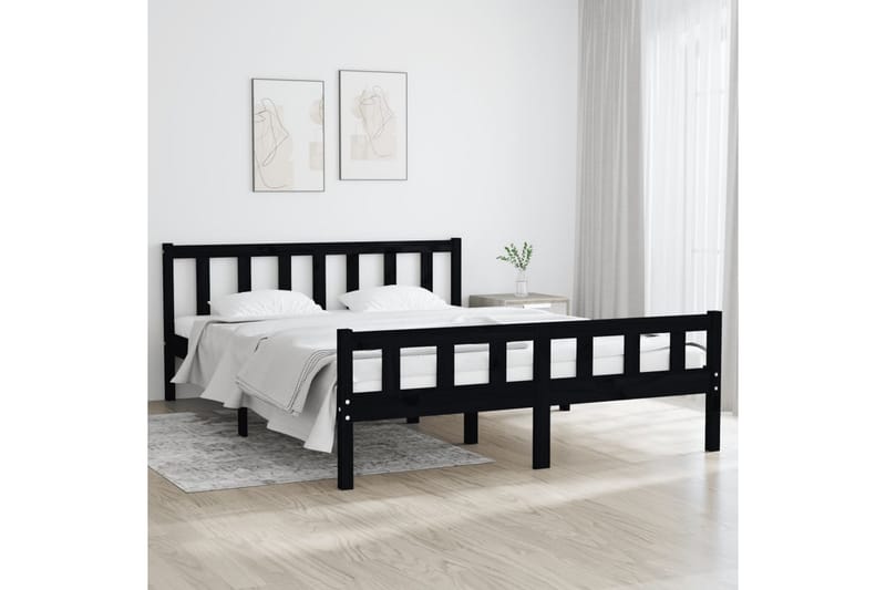 beBasic Sengeramme svart heltre 120x200 cm - Svart - Møbler - Senger - Sengeramme & sengestamme