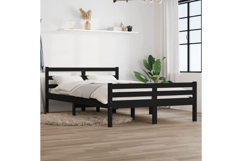 beBasic Sengeramme svart heltre 120x200 cm - Svart - Møbler - Senger - Sengeramme & sengestamme