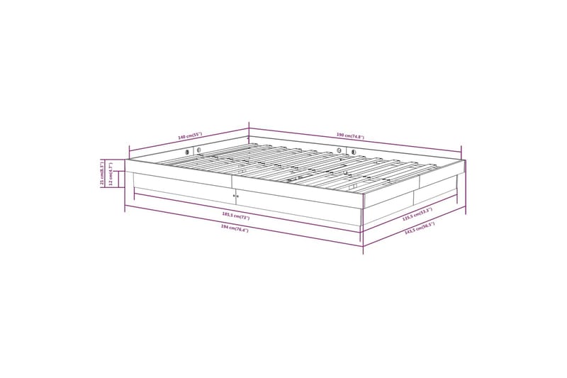 beBasic Sengeramme svart heltre 140x190 cm - Svart - Møbler - Senger - Sengeramme & sengestamme