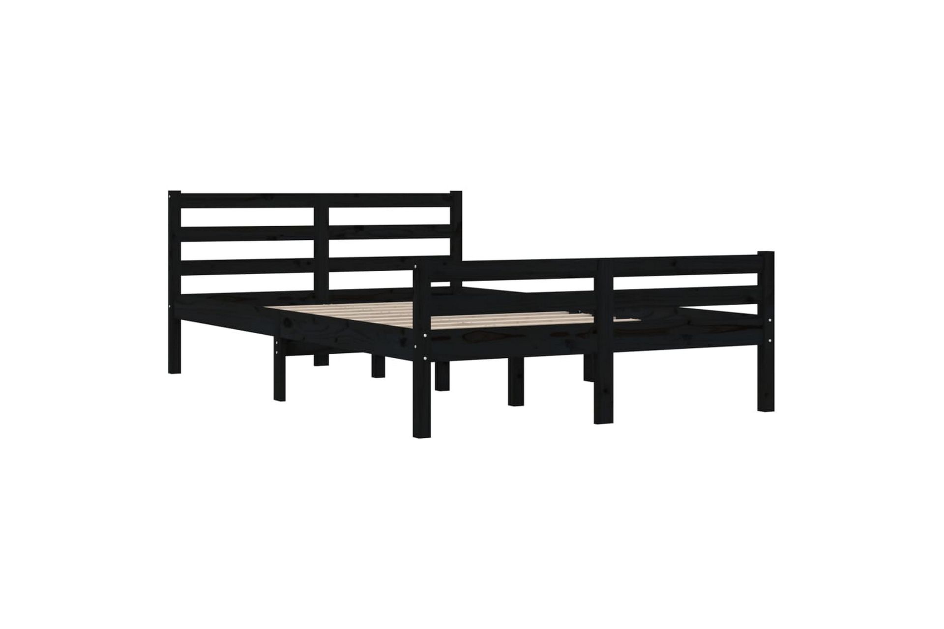 beBasic Sengeramme svart heltre 140x190 cm - Svart - Møbler - Senger - Sengeramme & sengestamme