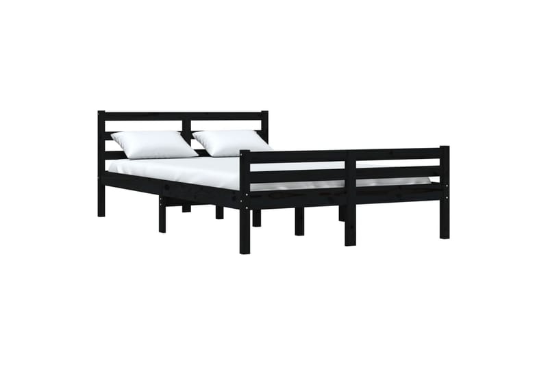 beBasic Sengeramme svart heltre 140x190 cm - Svart - Møbler - Senger - Sengeramme & sengestamme