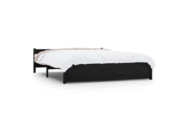 beBasic Sengeramme svart heltre 140x190 cm - Svart - Møbler - Senger - Sengeramme & sengestamme
