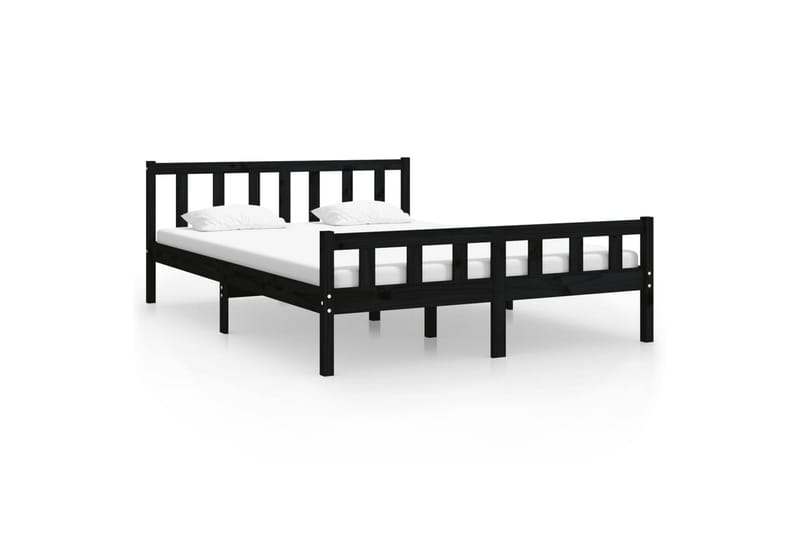 beBasic Sengeramme svart heltre 150x200 cm 5FT King Size - Svart - Møbler - Senger - Sengeramme & sengestamme