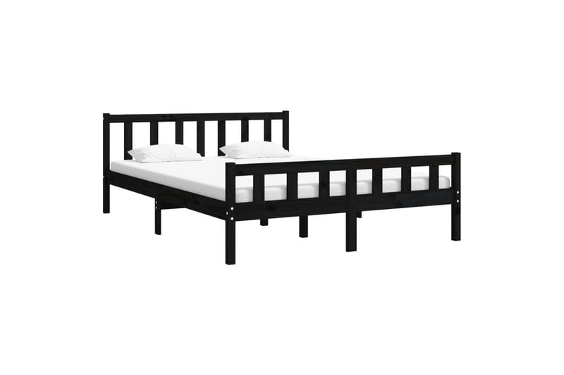 beBasic Sengeramme svart heltre 150x200 cm 5FT King Size - Svart - Møbler - Senger - Sengeramme & sengestamme