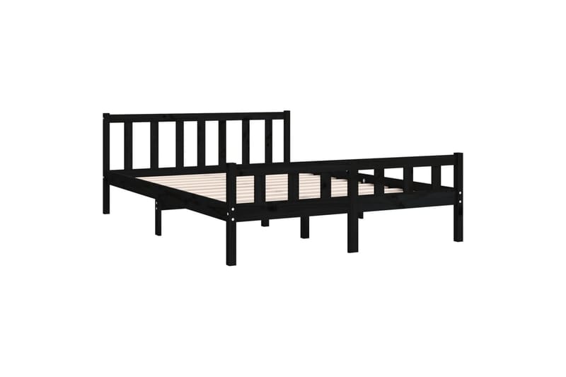 beBasic Sengeramme svart heltre 150x200 cm 5FT King Size - Svart - Møbler - Senger - Sengeramme & sengestamme