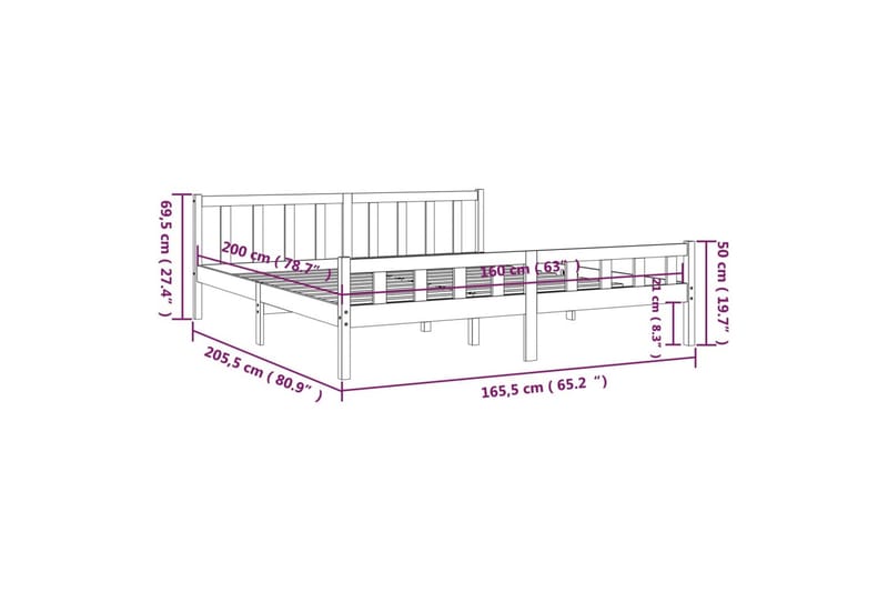 beBasic Sengeramme svart heltre 160x200 cm - Svart - Sengeramme & sengestamme