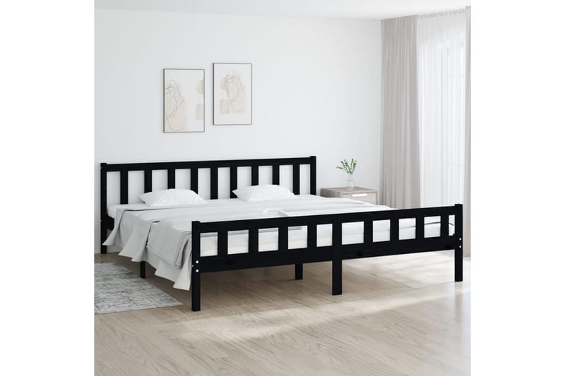 beBasic Sengeramme svart heltre 160x200 cm - Svart - Møbler - Senger - Sengeramme & sengestamme