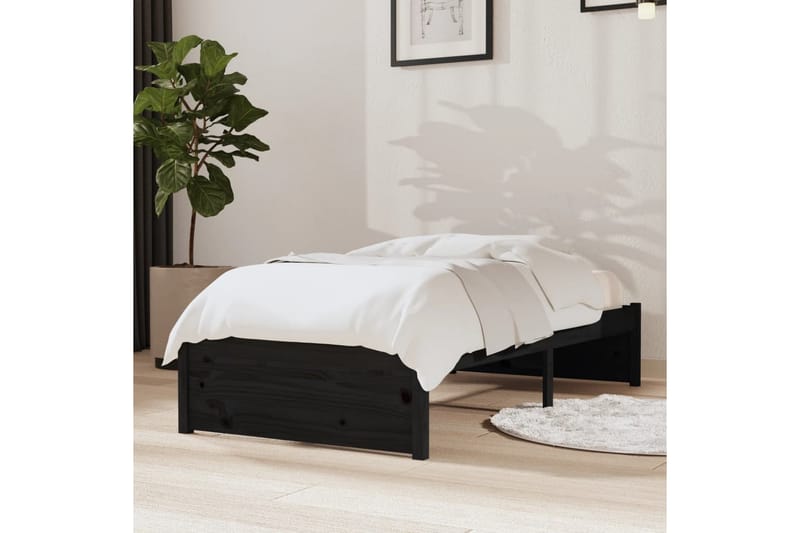 beBasic Sengeramme svart heltre 75x190 cm 2FT6 Small Single - Svart - Møbler - Senger - Sengeramme & sengestamme