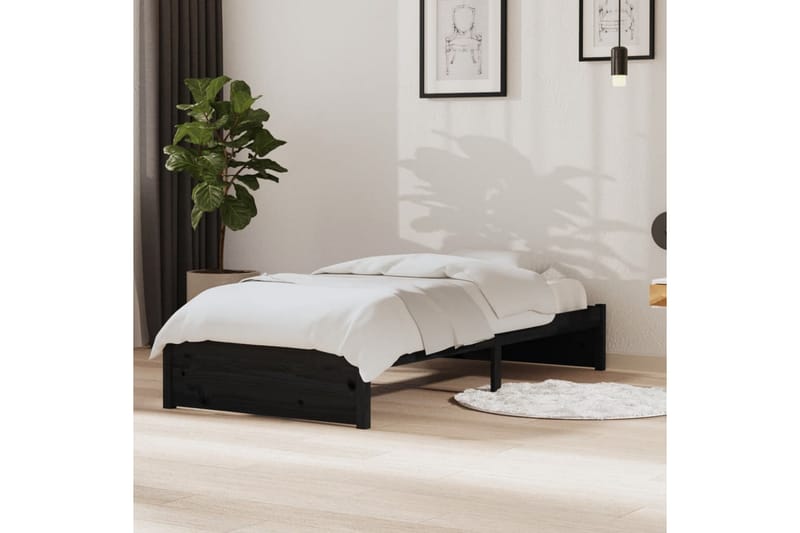 beBasic Sengeramme svart heltre 90x190 cm 3FT Single - Svart - Møbler - Senger - Sengeramme & sengestamme