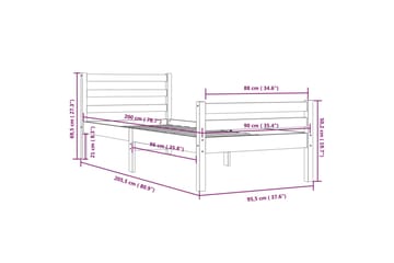beBasic Sengeramme svart heltre 90x200 cm - Svart - Møbler - Senger - Sengeramme & sengestamme