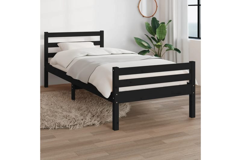 beBasic Sengeramme svart heltre 90x200 cm - Svart - Møbler - Senger - Sengeramme & sengestamme