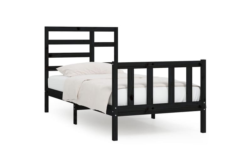 beBasic Sengeramme svart heltre furu 100x200 cm - Svart - Møbler - Senger - Sengeramme & sengestamme