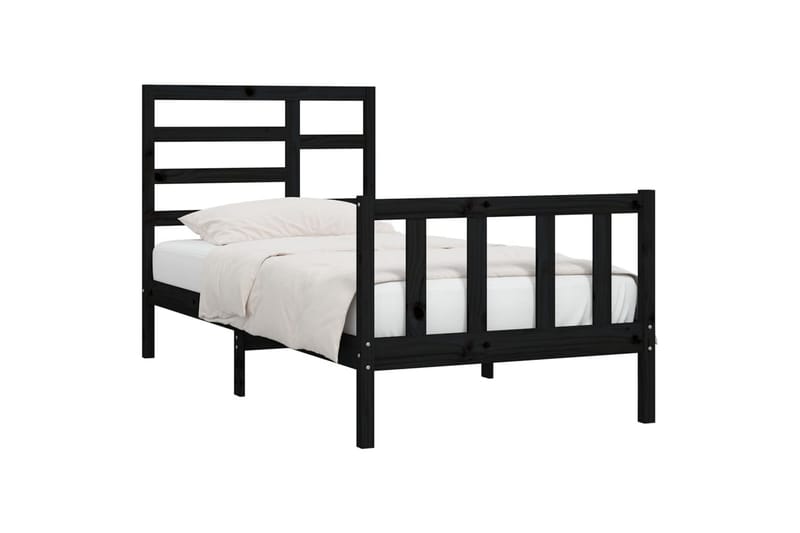 beBasic Sengeramme svart heltre furu 100x200 cm - Svart - Møbler - Senger - Sengeramme & sengestamme