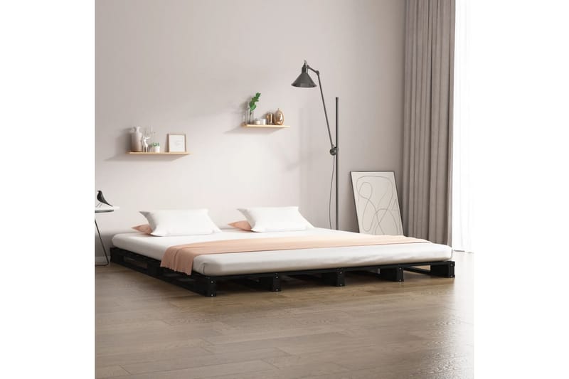 beBasic Sengeramme svart heltre furu 135x190 cm 4FT6 Double - Svart - Møbler - Senger - Sengeramme & sengestamme