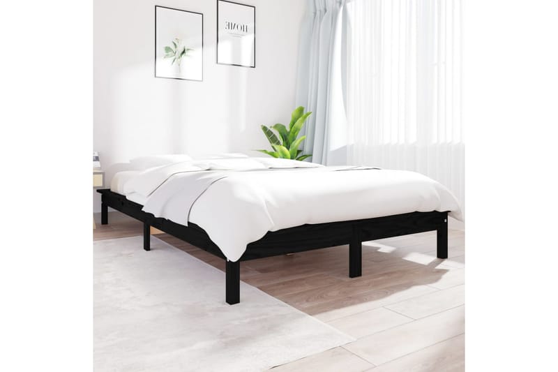 beBasic Sengeramme svart heltre furu 150x200 cm 5FT King Size - Svart - Møbler - Senger - Sengeramme & sengestamme