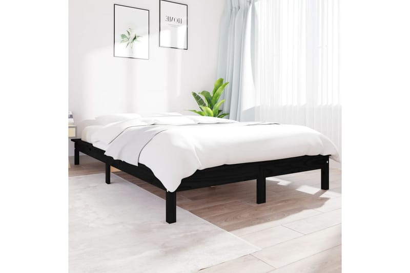 beBasic Sengeramme svart heltre furu 180x200 cm 6FT Super King - Svart - Sengeramme & sengestamme