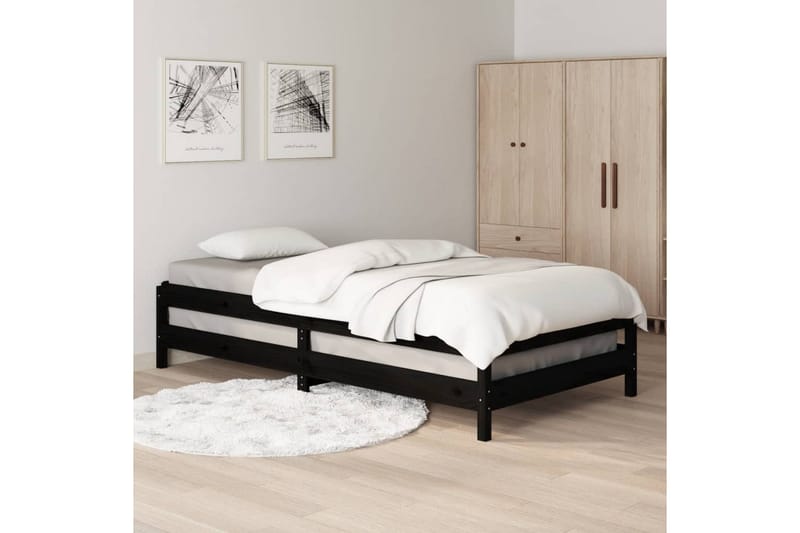 beBasic Stableseng svart 100x200 cm heltre furu - Svart - Møbler - Senger - Sengeramme & sengestamme